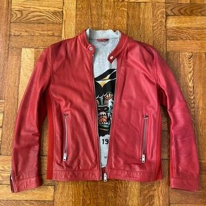 Diesel Red Men’s Leather Jacket Size S